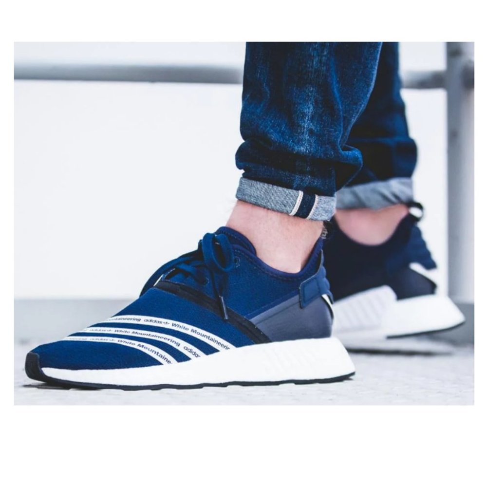 Adidas Men's Originals X White Mountaineering NMD_R2 Navy Shoes Sneakers Size 11